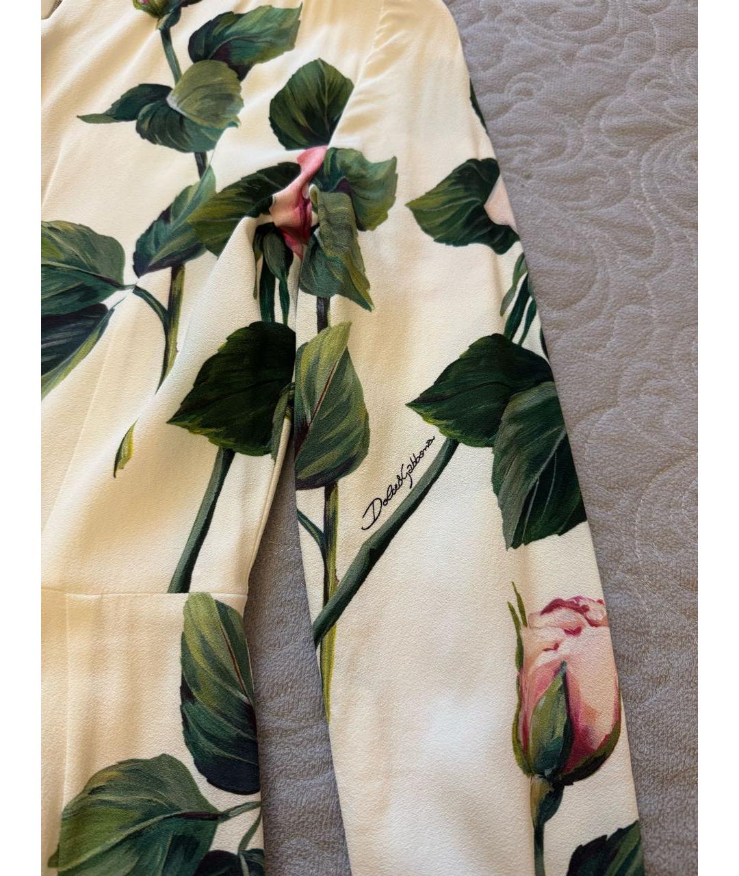 DOLCE&GABBANA Белое шелковое коктейльное платье, фото 3