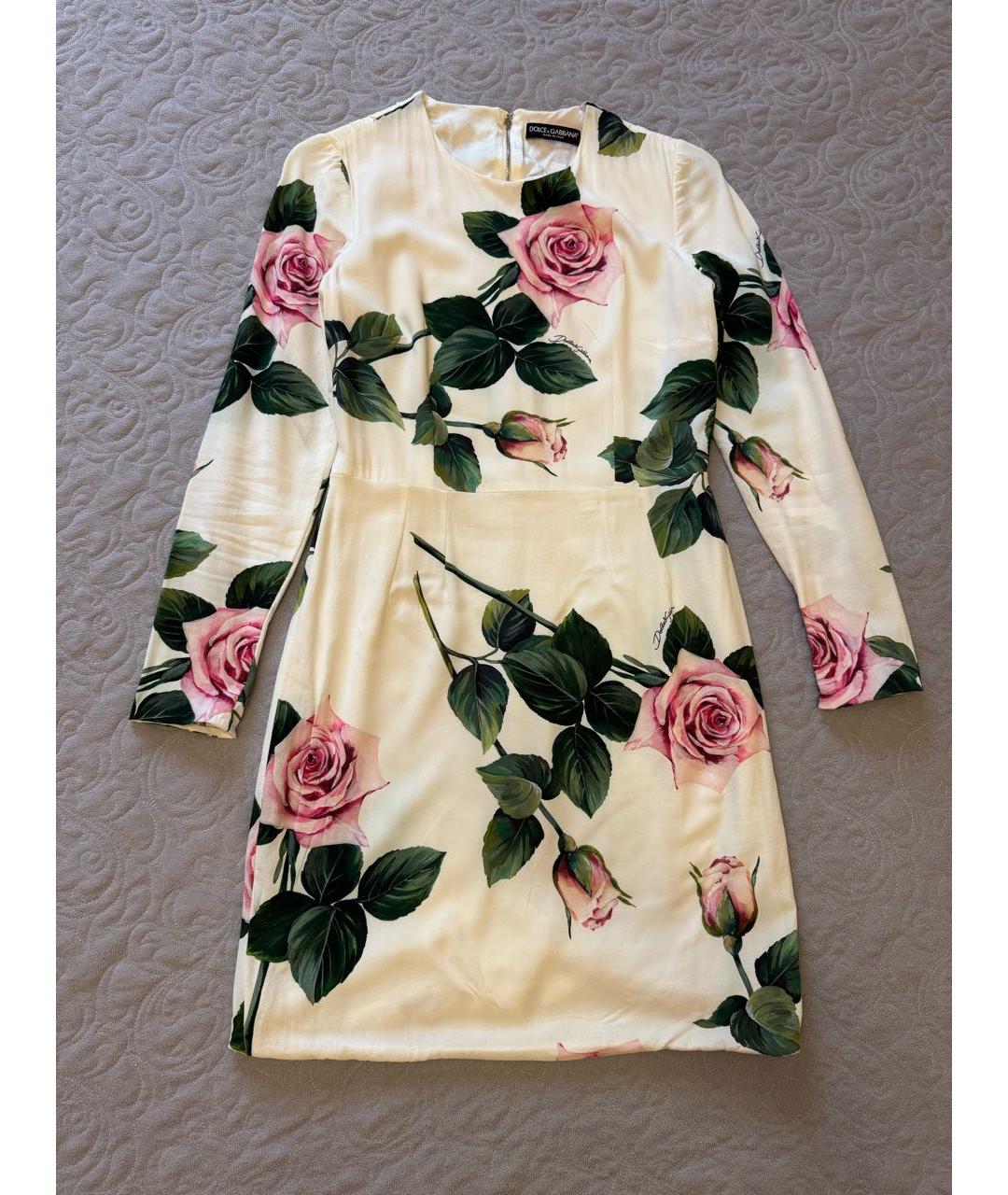 DOLCE&GABBANA Белое шелковое коктейльное платье, фото 5