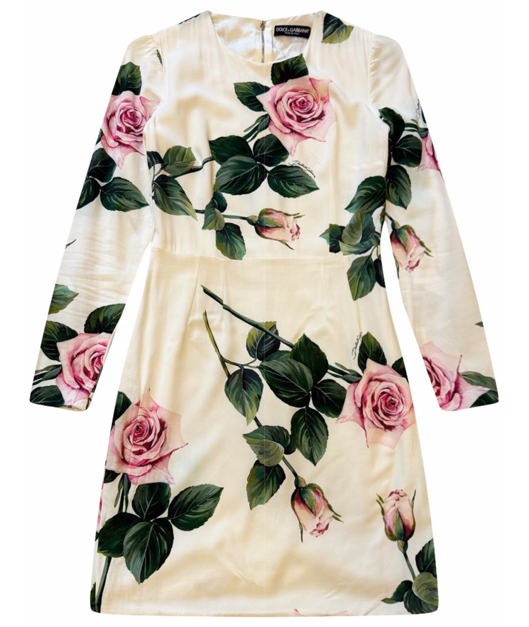 DOLCE&GABBANA Белое шелковое коктейльное платье, фото 1