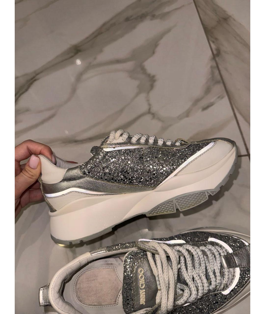 JIMMY CHOO Серебряные кроссовки, фото 6