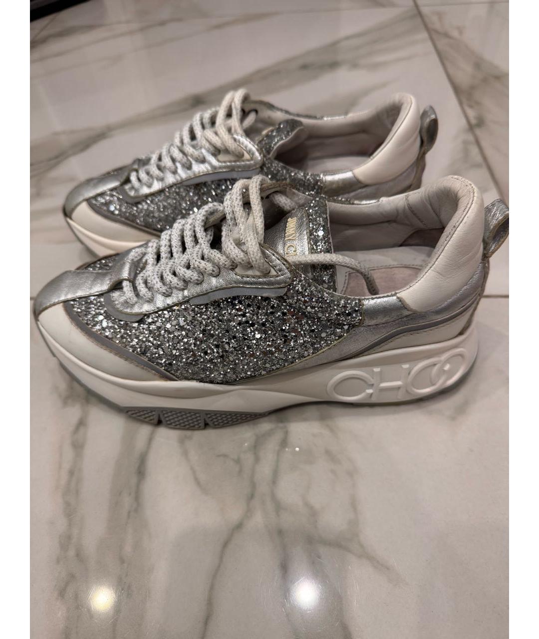 JIMMY CHOO Серебряные кроссовки, фото 5