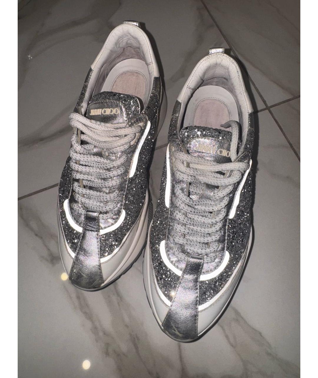JIMMY CHOO Серебряные кроссовки, фото 3