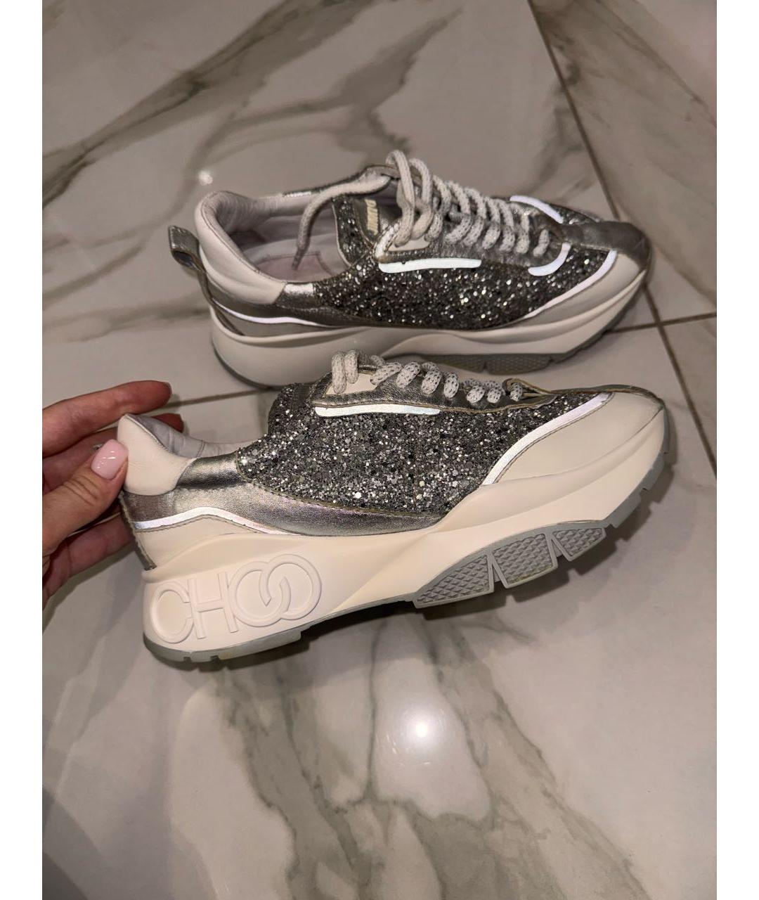 JIMMY CHOO Серебряные кроссовки, фото 7