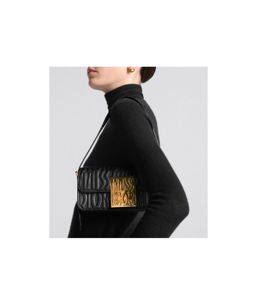 CHRISTIAN DIOR Черная кожаная сумка с короткими ручками, фото 5