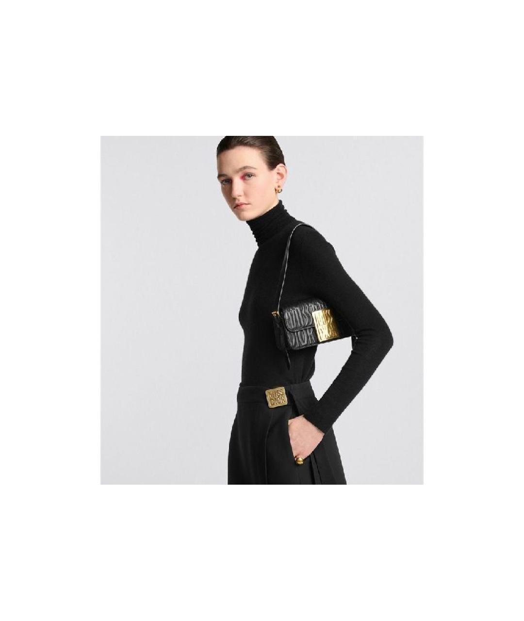 CHRISTIAN DIOR Черная кожаная сумка с короткими ручками, фото 6