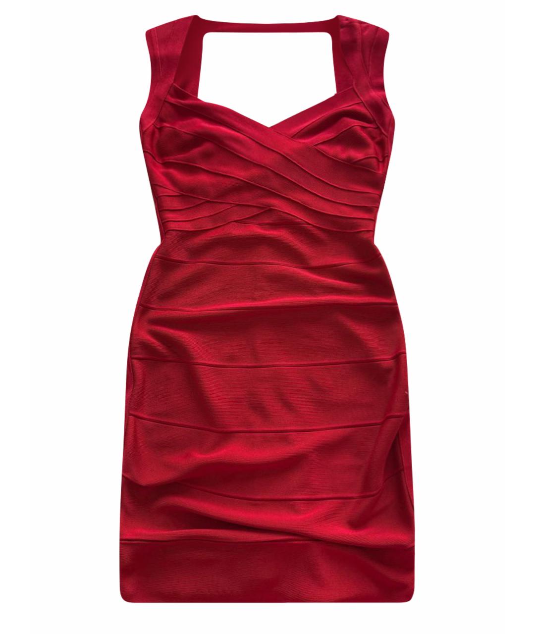HERVE LEGER Бордовое вискозное коктейльное платье, фото 1