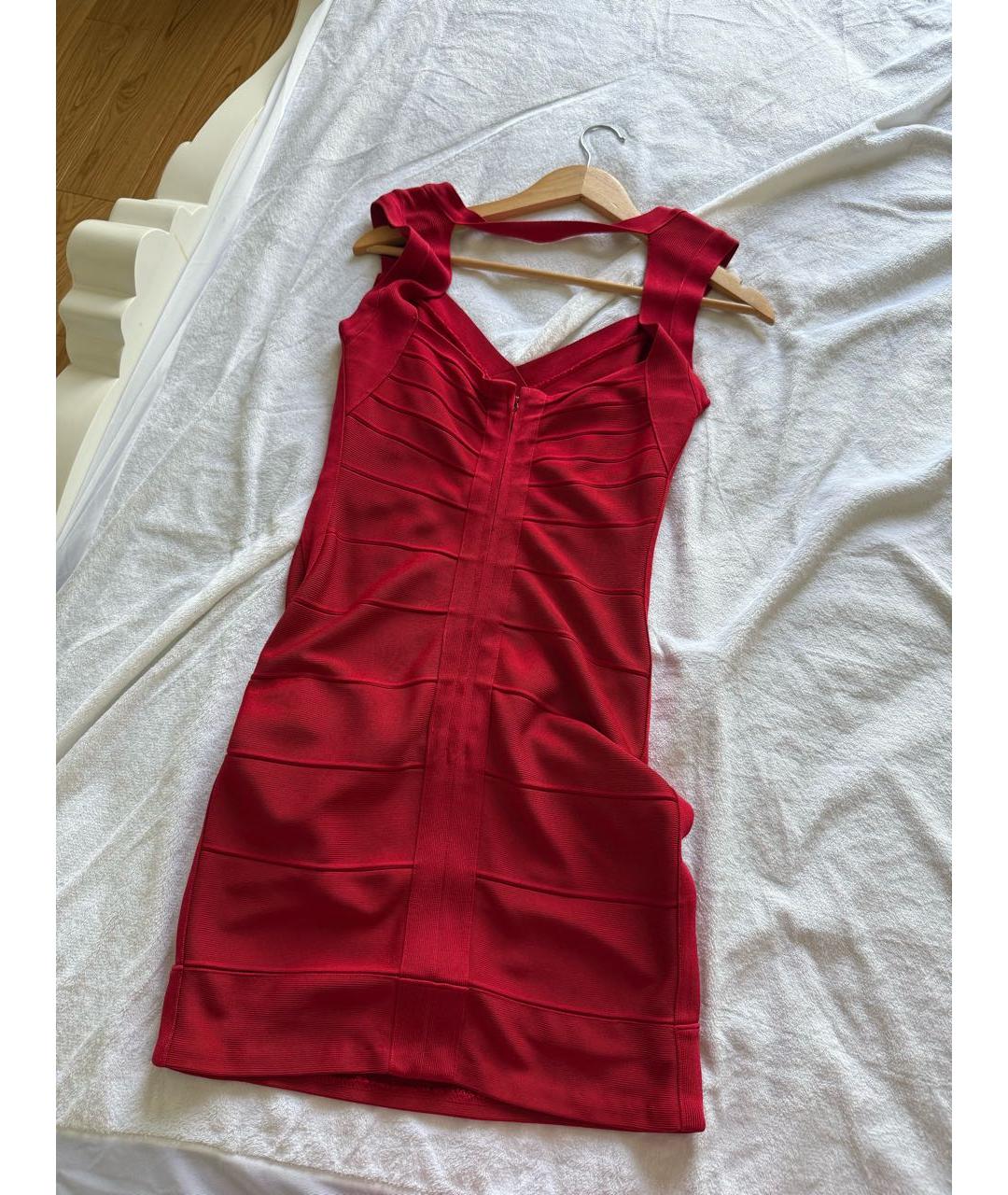 HERVE LEGER Бордовое вискозное коктейльное платье, фото 2