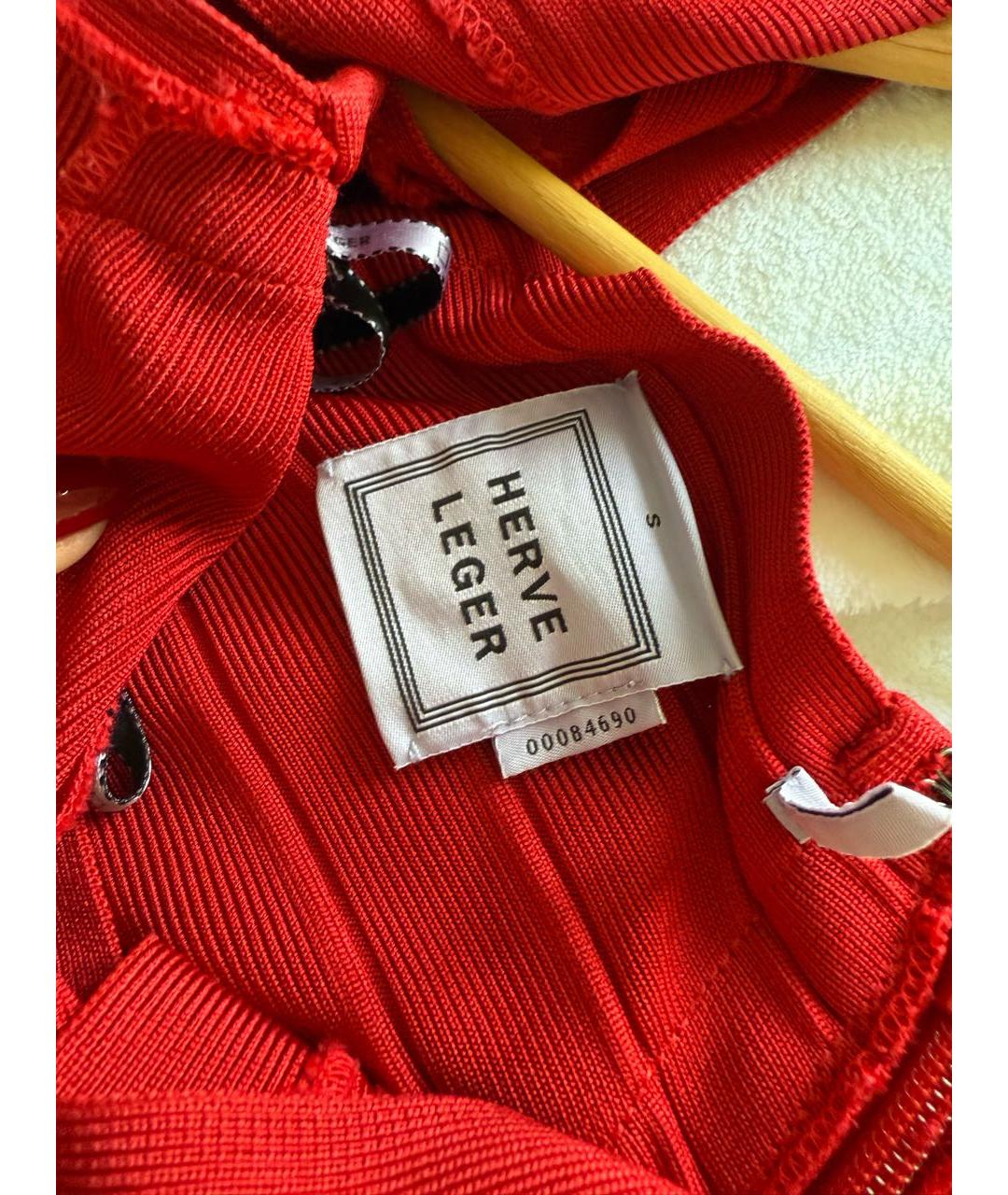 HERVE LEGER Бордовое вискозное коктейльное платье, фото 4