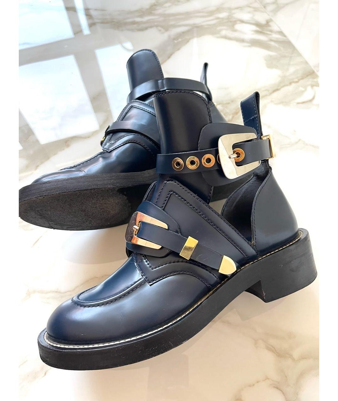BALENCIAGA Темно-синие кожаные ботинки, фото 7