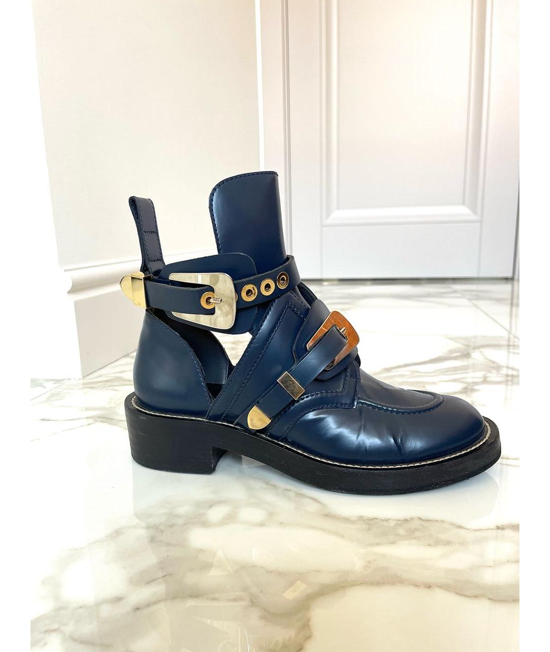 BALENCIAGA Темно-синие кожаные ботинки, фото 9
