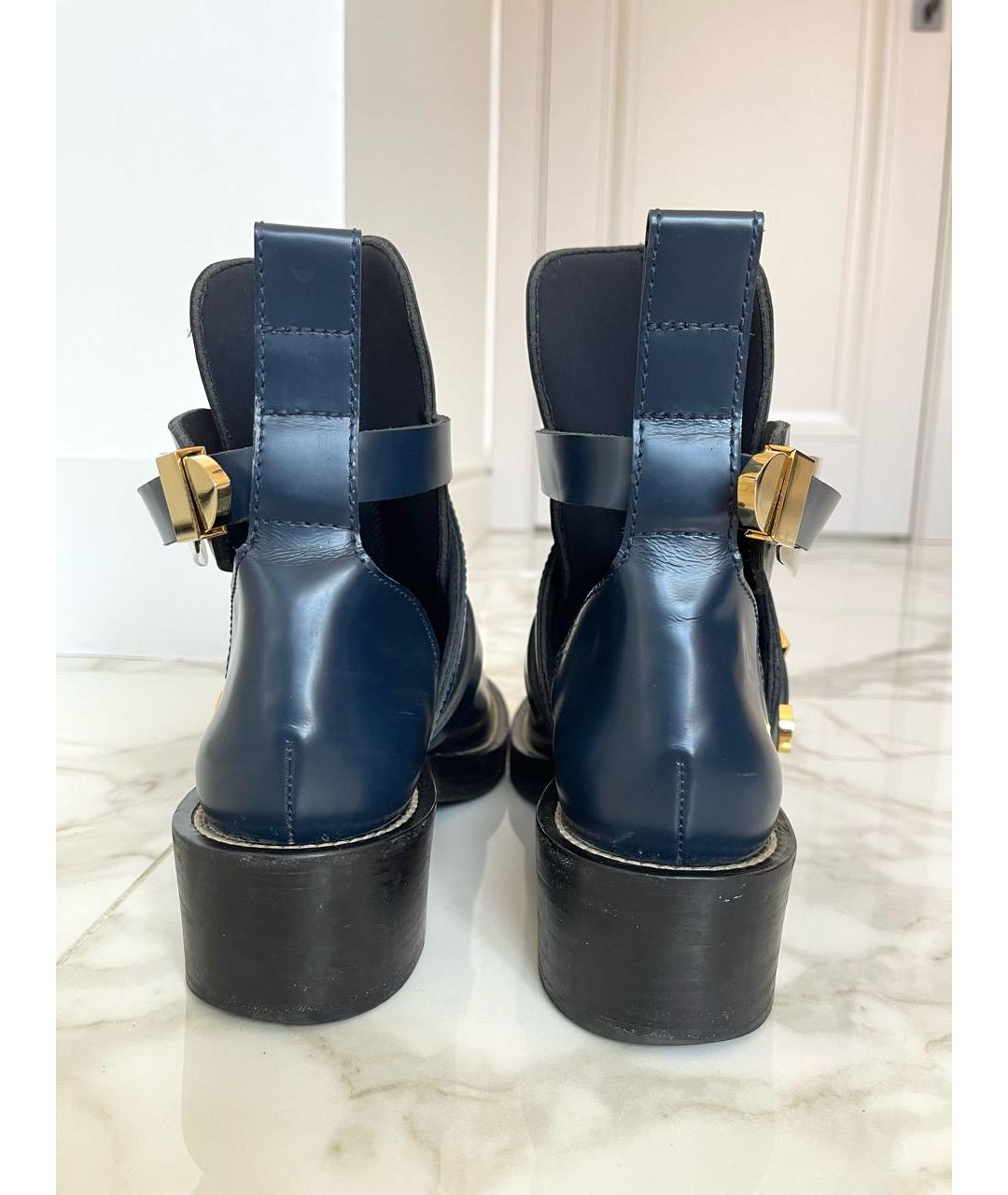 BALENCIAGA Темно-синие кожаные ботинки, фото 4