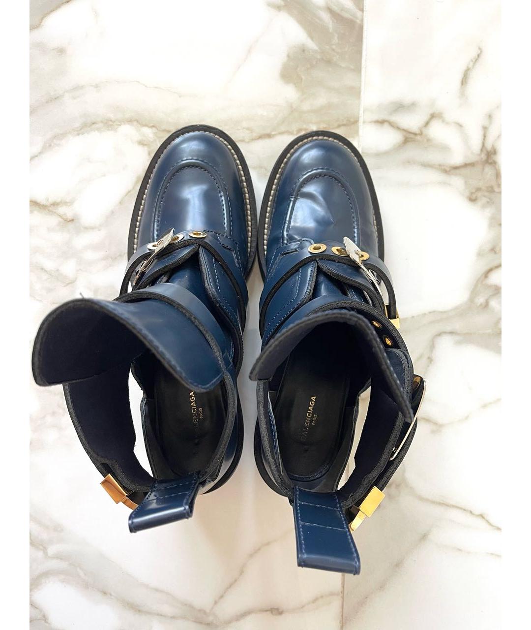 BALENCIAGA Темно-синие кожаные ботинки, фото 3