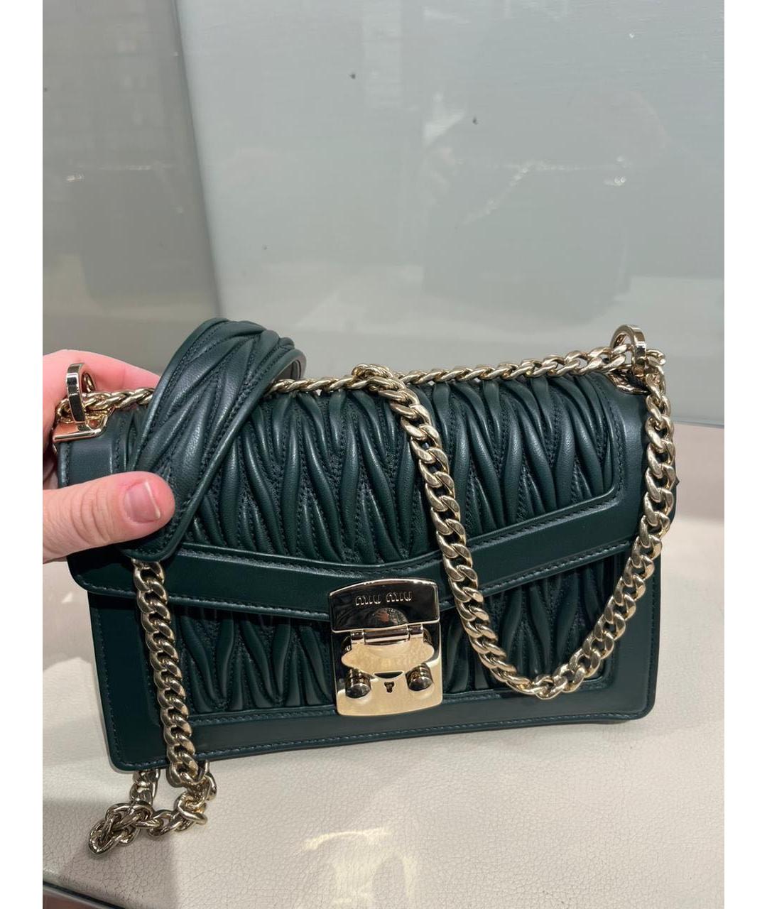 MIU MIU Зеленая кожаная сумка через плечо, фото 3