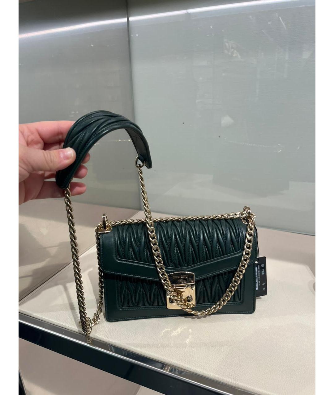 MIU MIU Зеленая кожаная сумка через плечо, фото 2