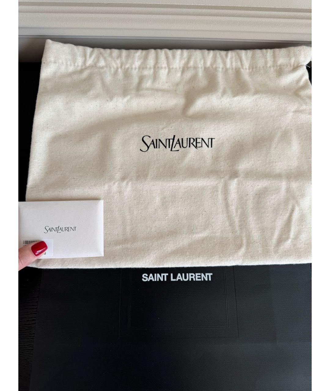 SAINT LAURENT Бордовая кожаная сумка через плечо, фото 7