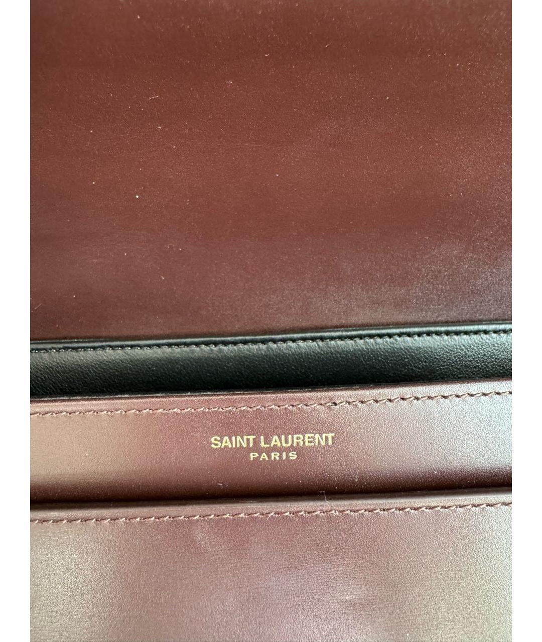 SAINT LAURENT Бордовая кожаная сумка через плечо, фото 4