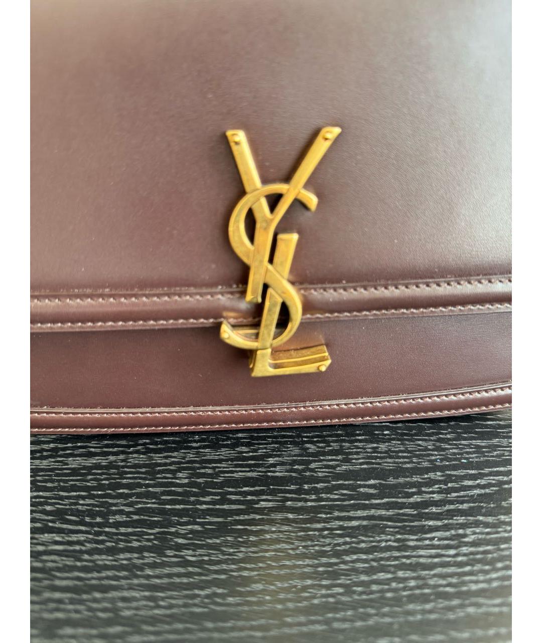 SAINT LAURENT Бордовая кожаная сумка через плечо, фото 5