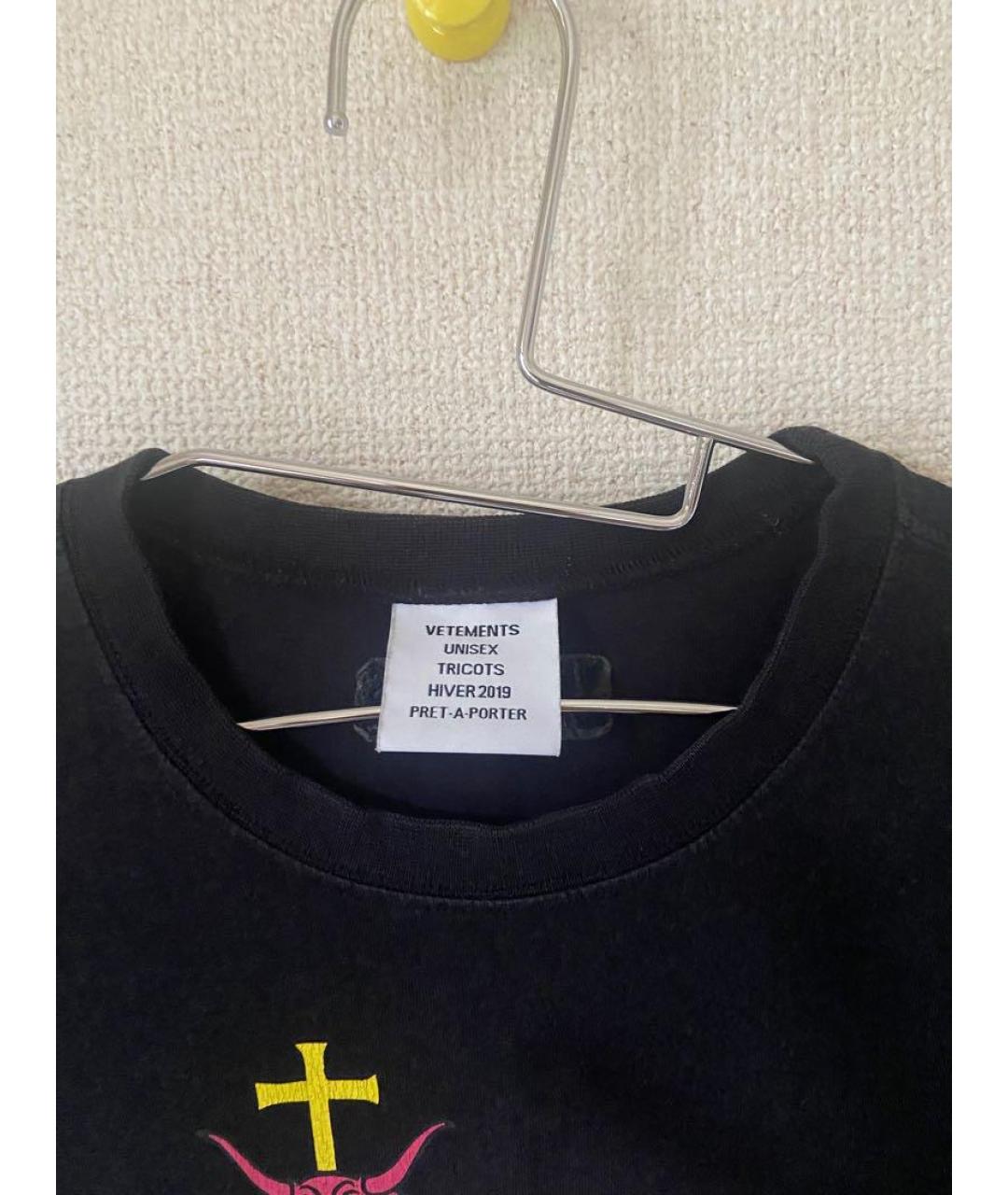 VETEMENTS Черная хлопковая футболка, фото 3