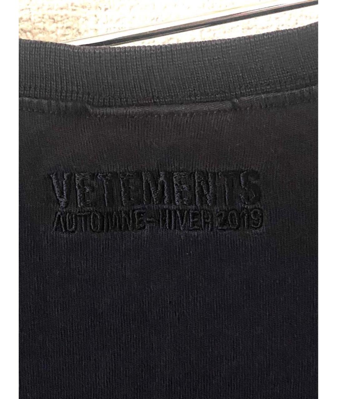 VETEMENTS Черная хлопковая футболка, фото 2