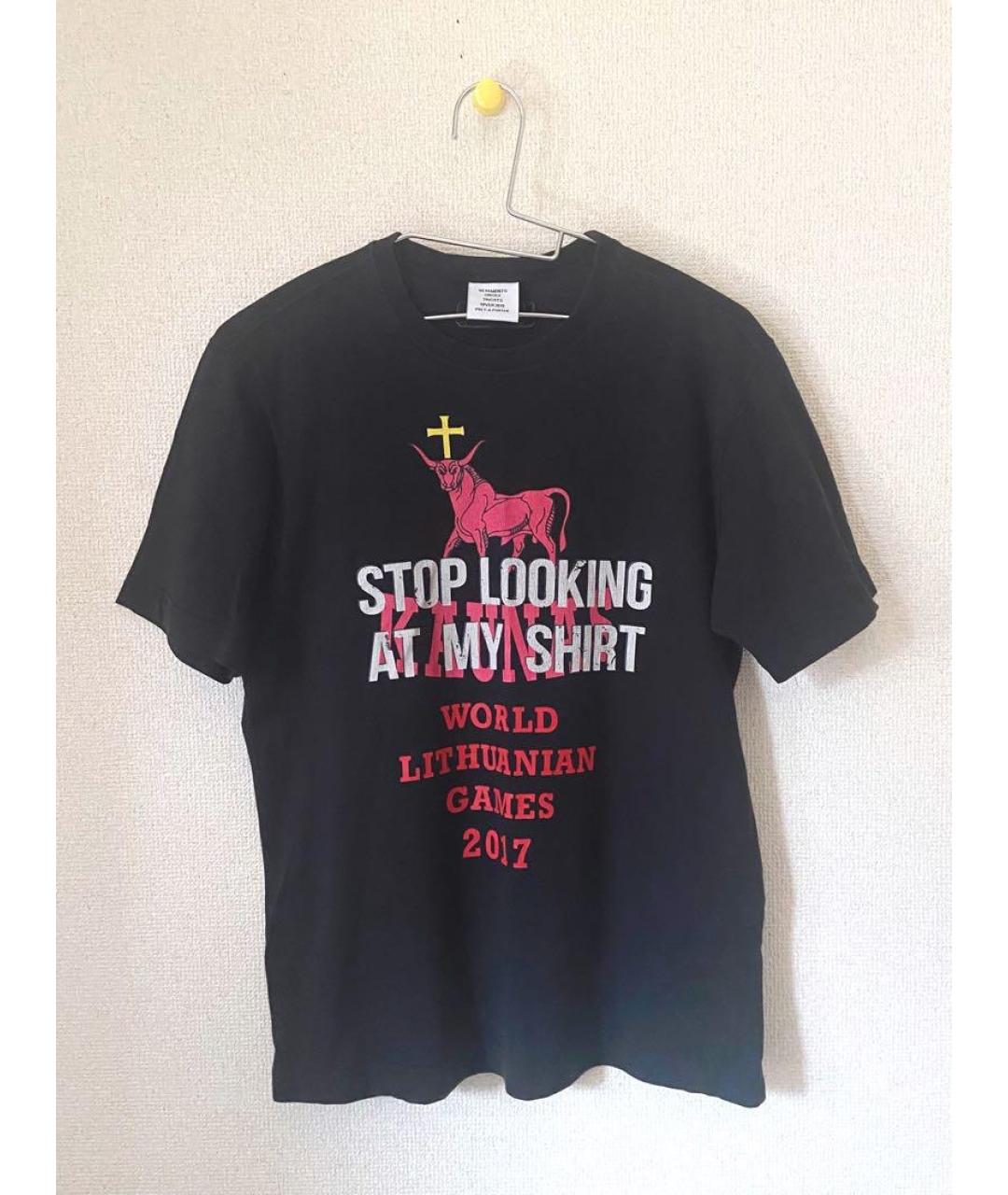 VETEMENTS Черная хлопковая футболка, фото 4