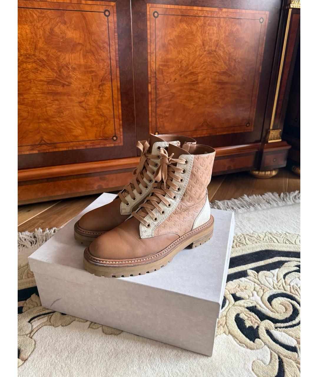 JIMMY CHOO Коричневые кожаные ботинки, фото 4