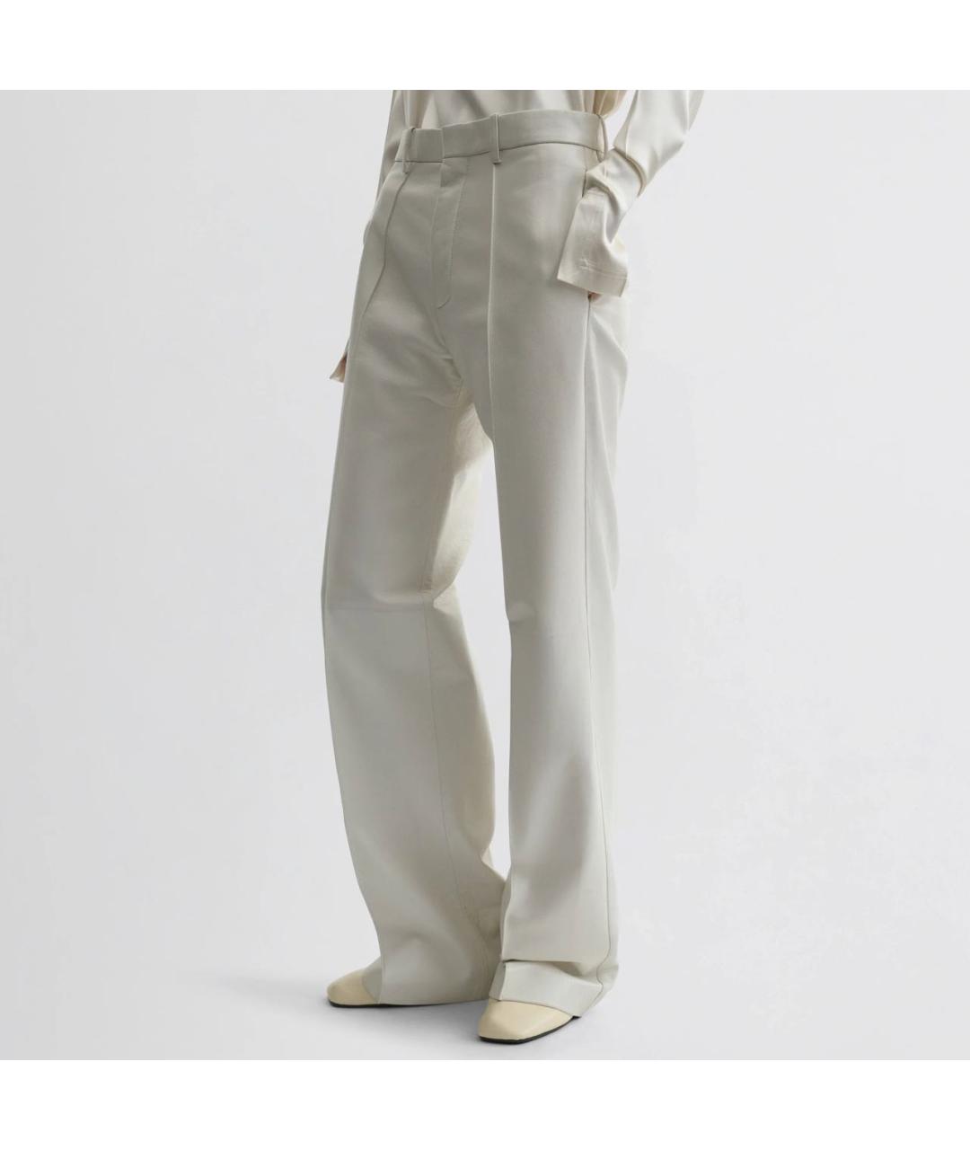 PHOEBE PHILO Белые кожаные прямые брюки, фото 3