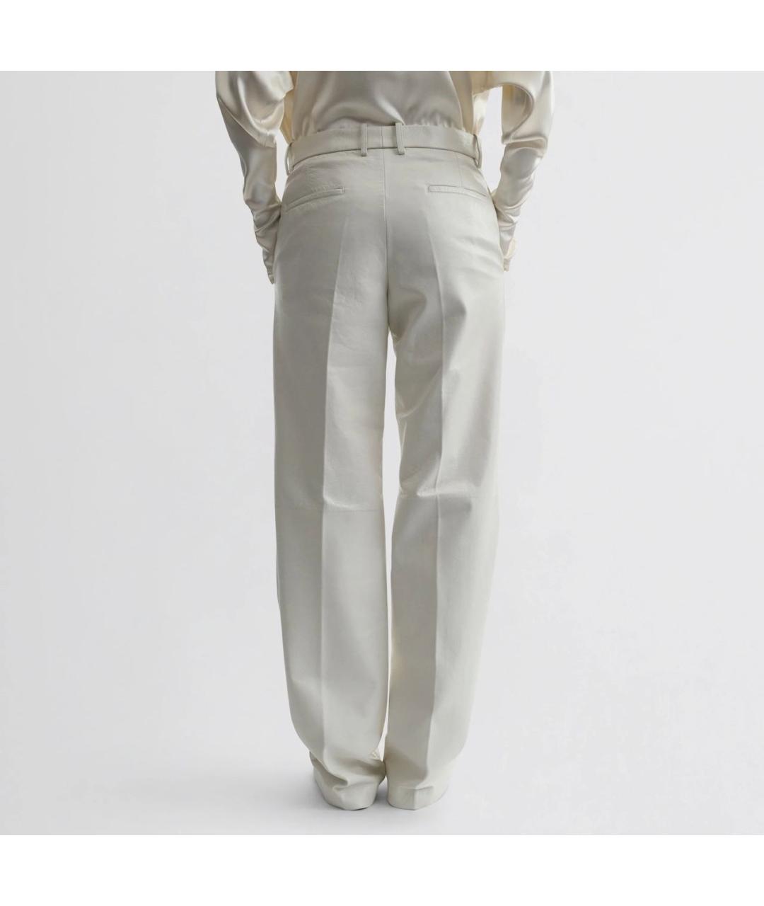PHOEBE PHILO Белые кожаные прямые брюки, фото 5