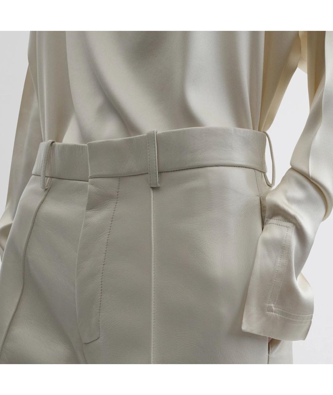 PHOEBE PHILO Белые кожаные прямые брюки, фото 6