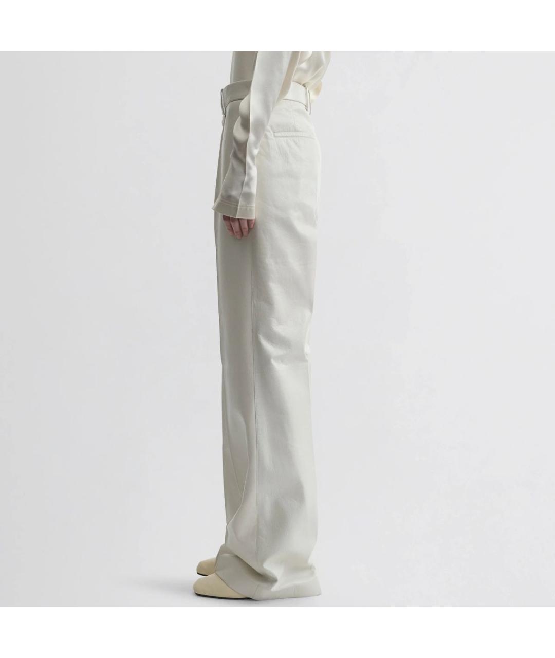 PHOEBE PHILO Белые кожаные прямые брюки, фото 4