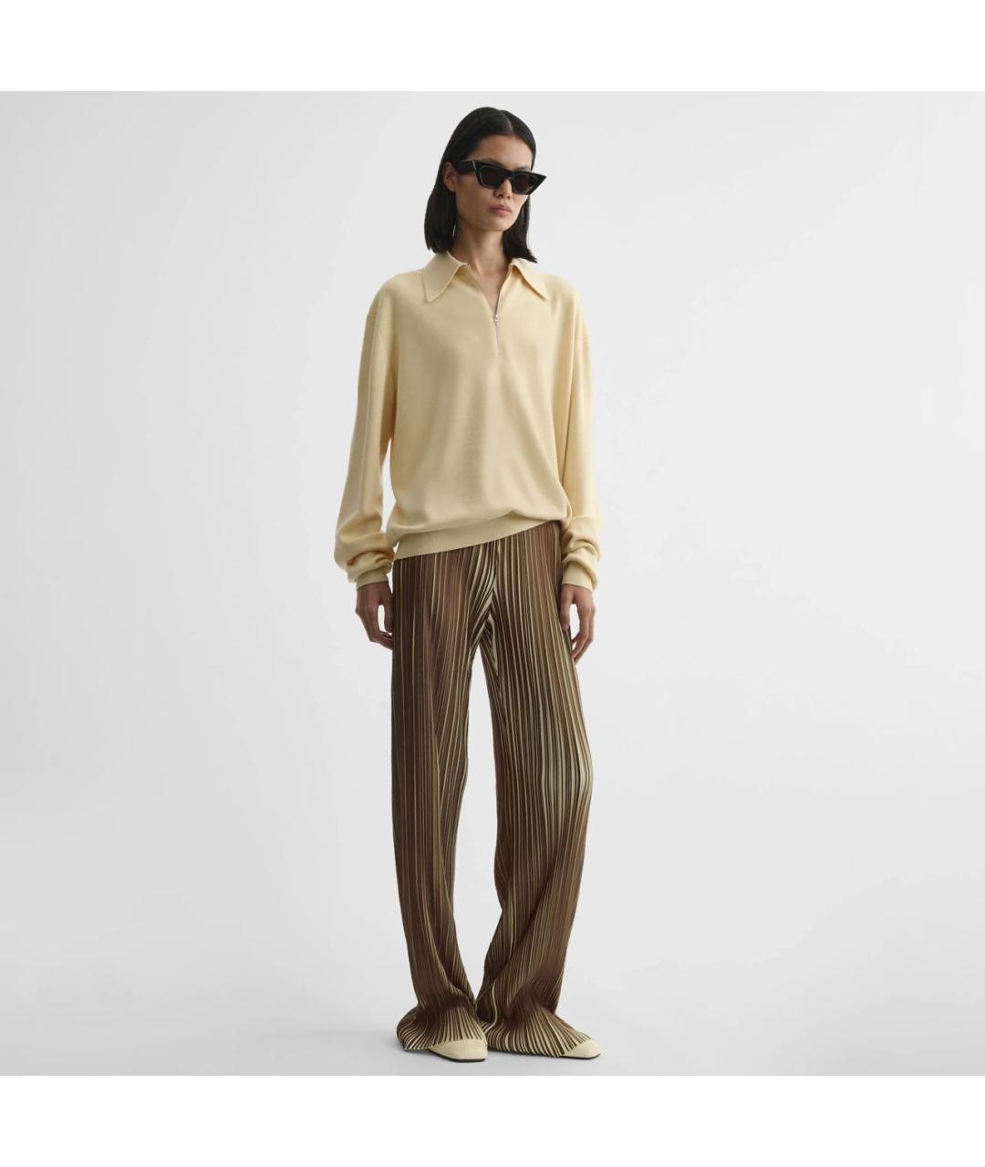 PHOEBE PHILO Хаки полиэстеровые прямые брюки, фото 3