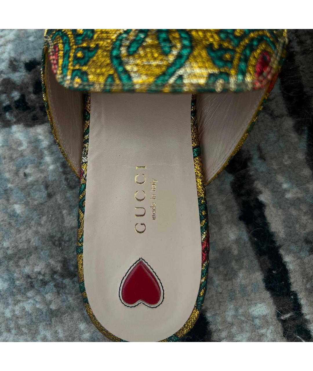 GUCCI Золотые сабо, фото 3