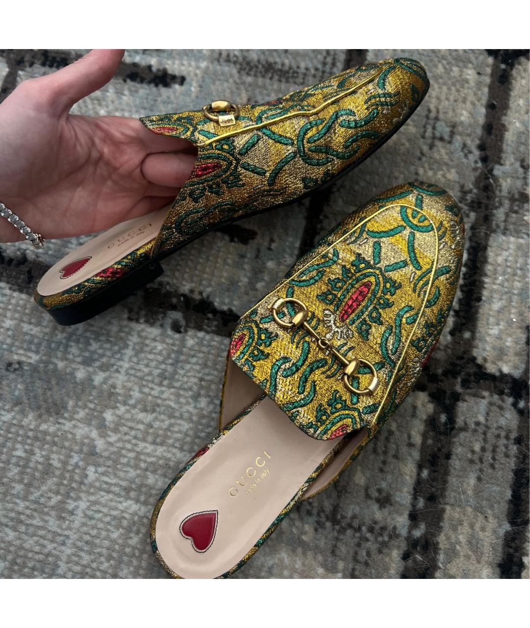 GUCCI Золотые сабо, фото 5