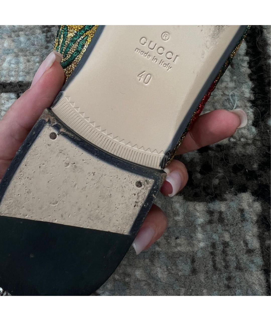 GUCCI Золотые сабо, фото 4