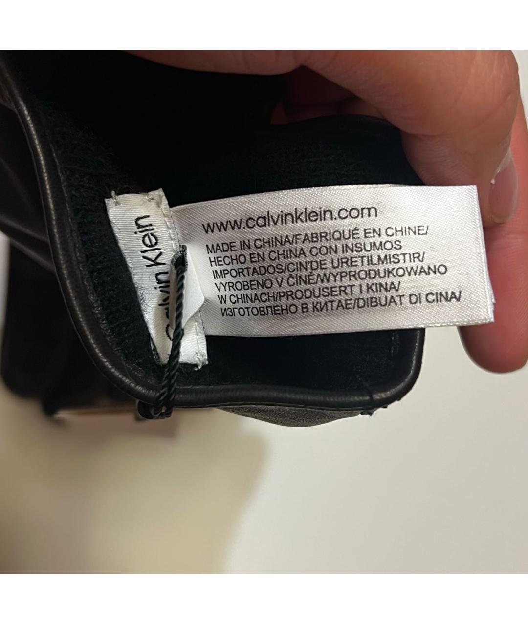 CALVIN KLEIN Черные кожаные перчатки, фото 3