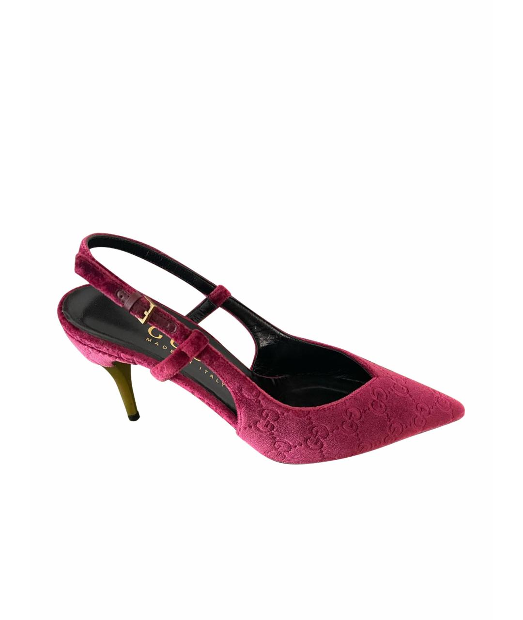 GUCCI Бордовые бархатные туфли, фото 1