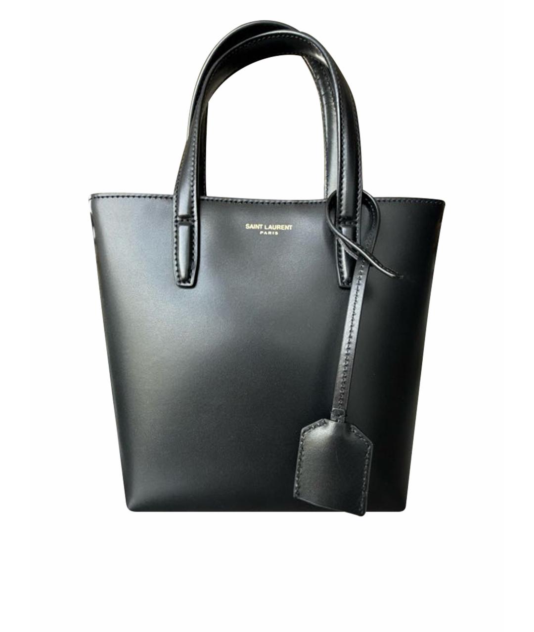 SAINT LAURENT Черная кожаная сумка с короткими ручками, фото 1