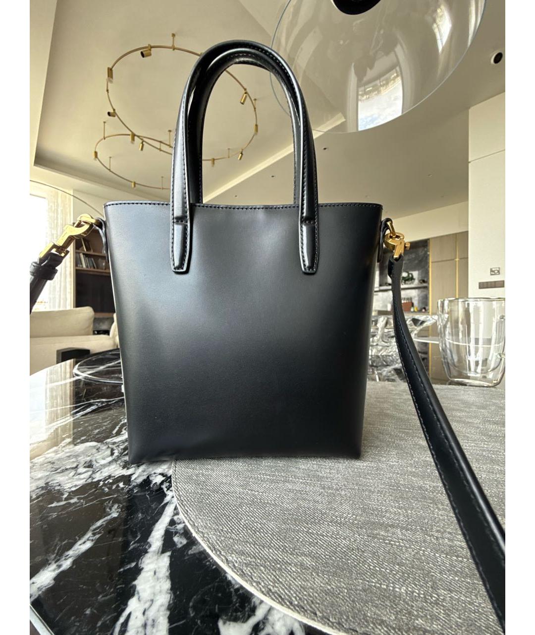 SAINT LAURENT Черная кожаная сумка с короткими ручками, фото 8