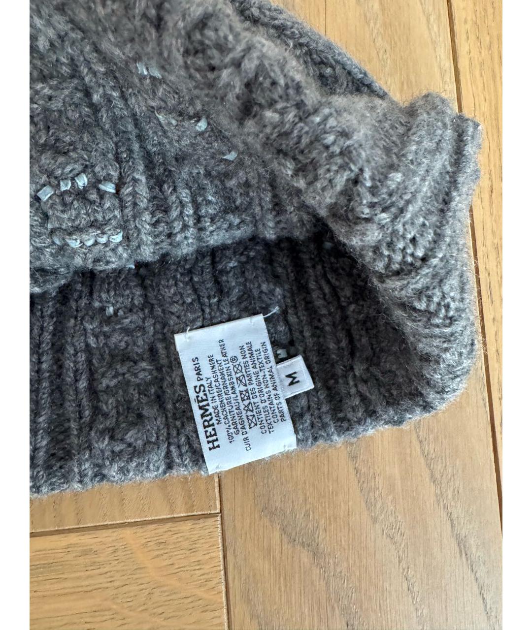 HERMES Серая кашемировая шапка, фото 3