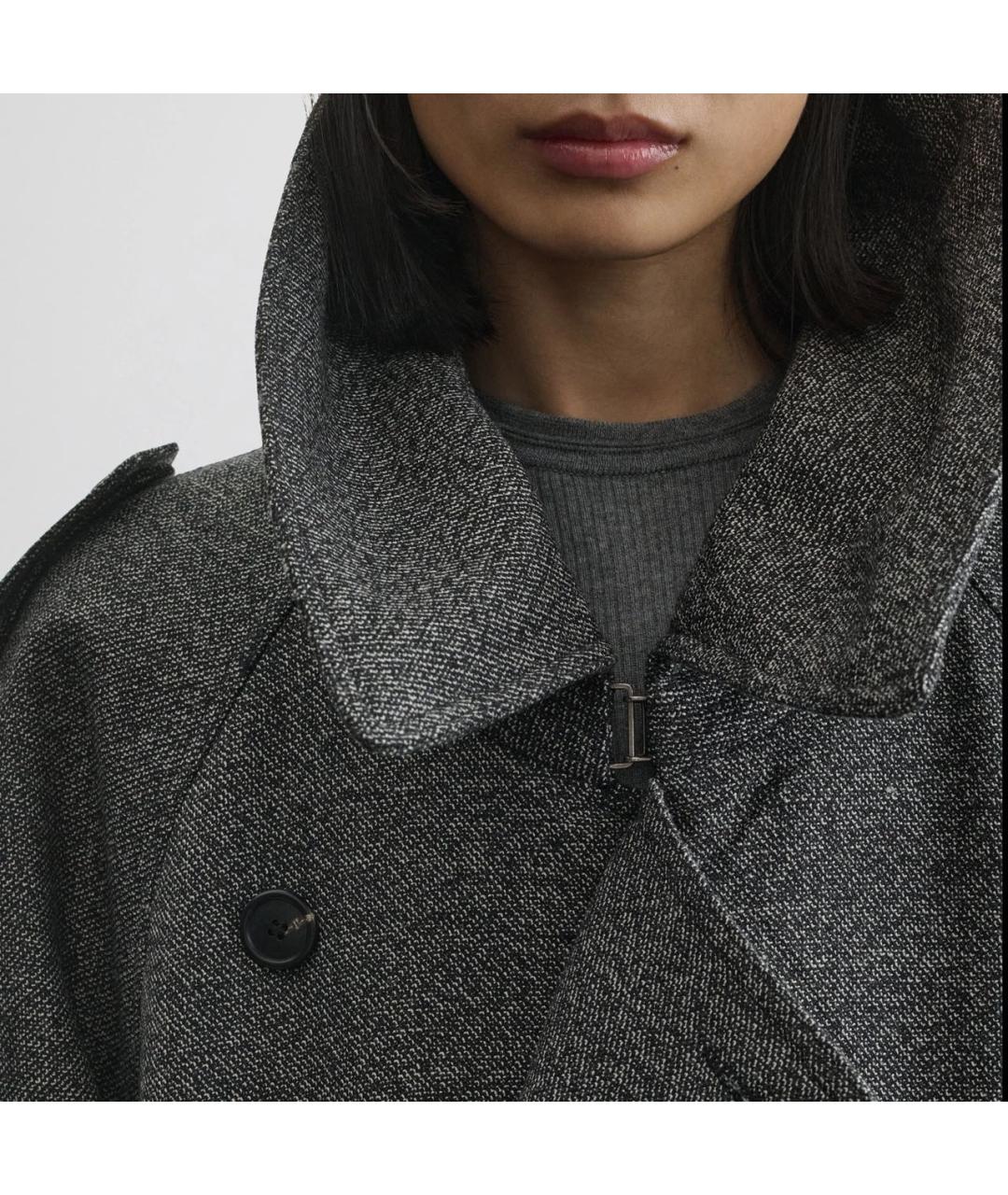 PHOEBE PHILO Серый шерстяной тренч/плащ, фото 7