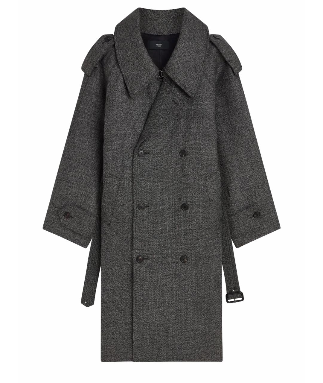 PHOEBE PHILO Серый шерстяной тренч/плащ, фото 9