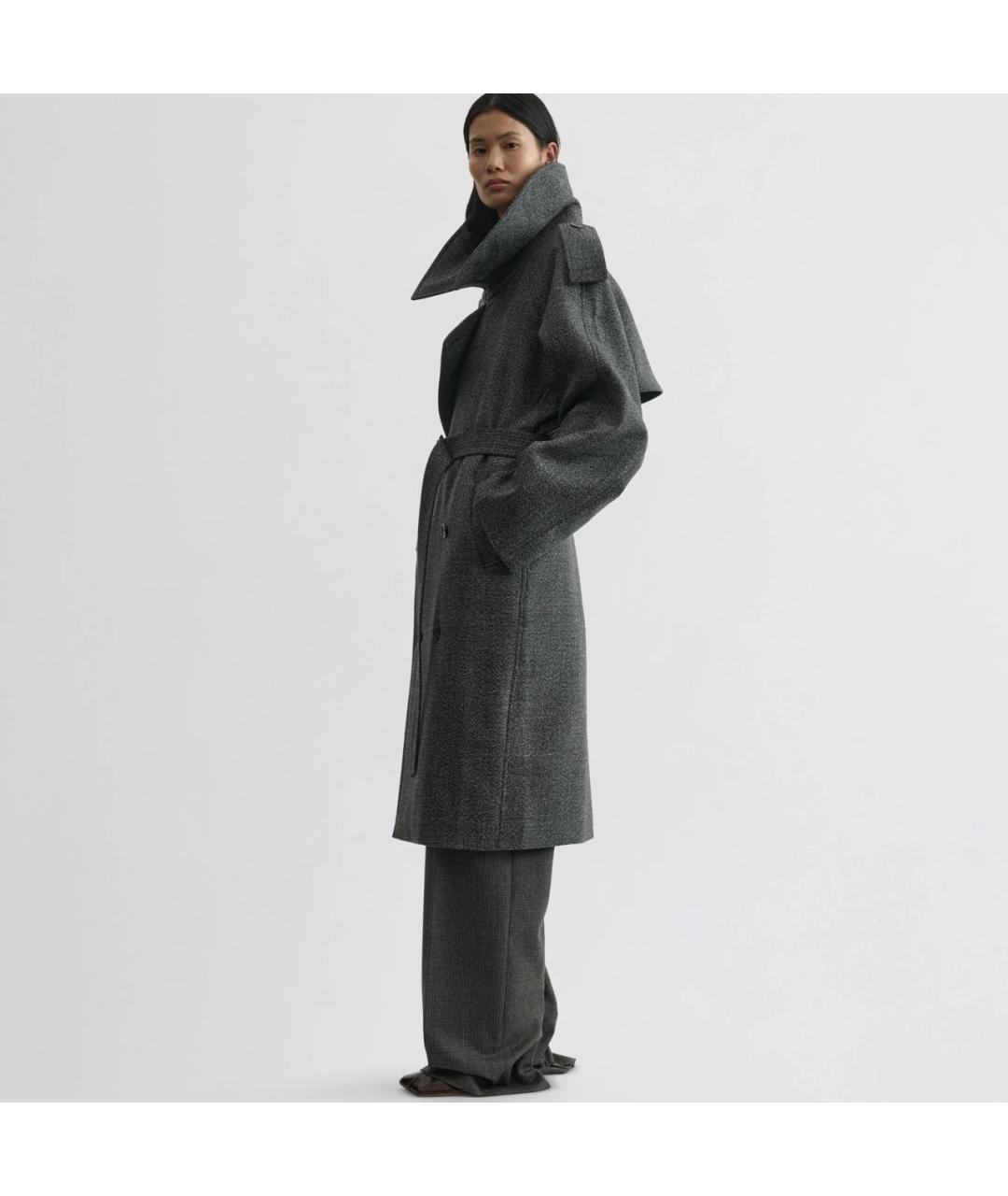 PHOEBE PHILO Серый шерстяной тренч/плащ, фото 4