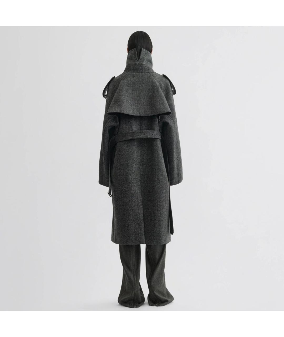 PHOEBE PHILO Серый шерстяной тренч/плащ, фото 8