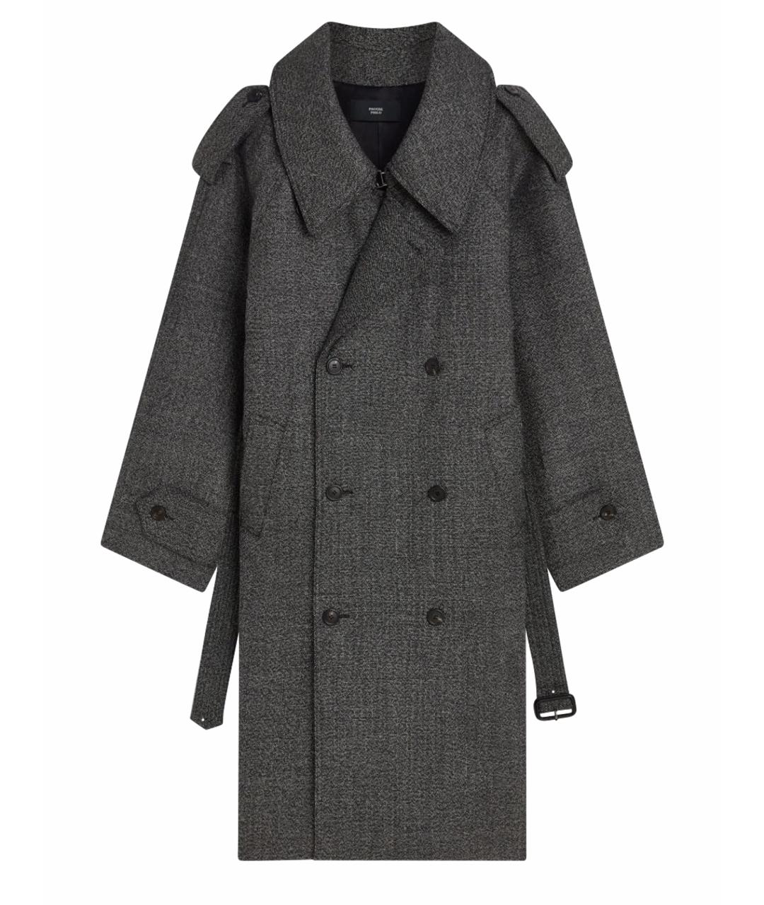 PHOEBE PHILO Серый шерстяной тренч/плащ, фото 1