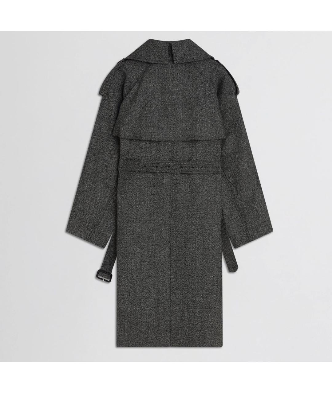 PHOEBE PHILO Серый шерстяной тренч/плащ, фото 2