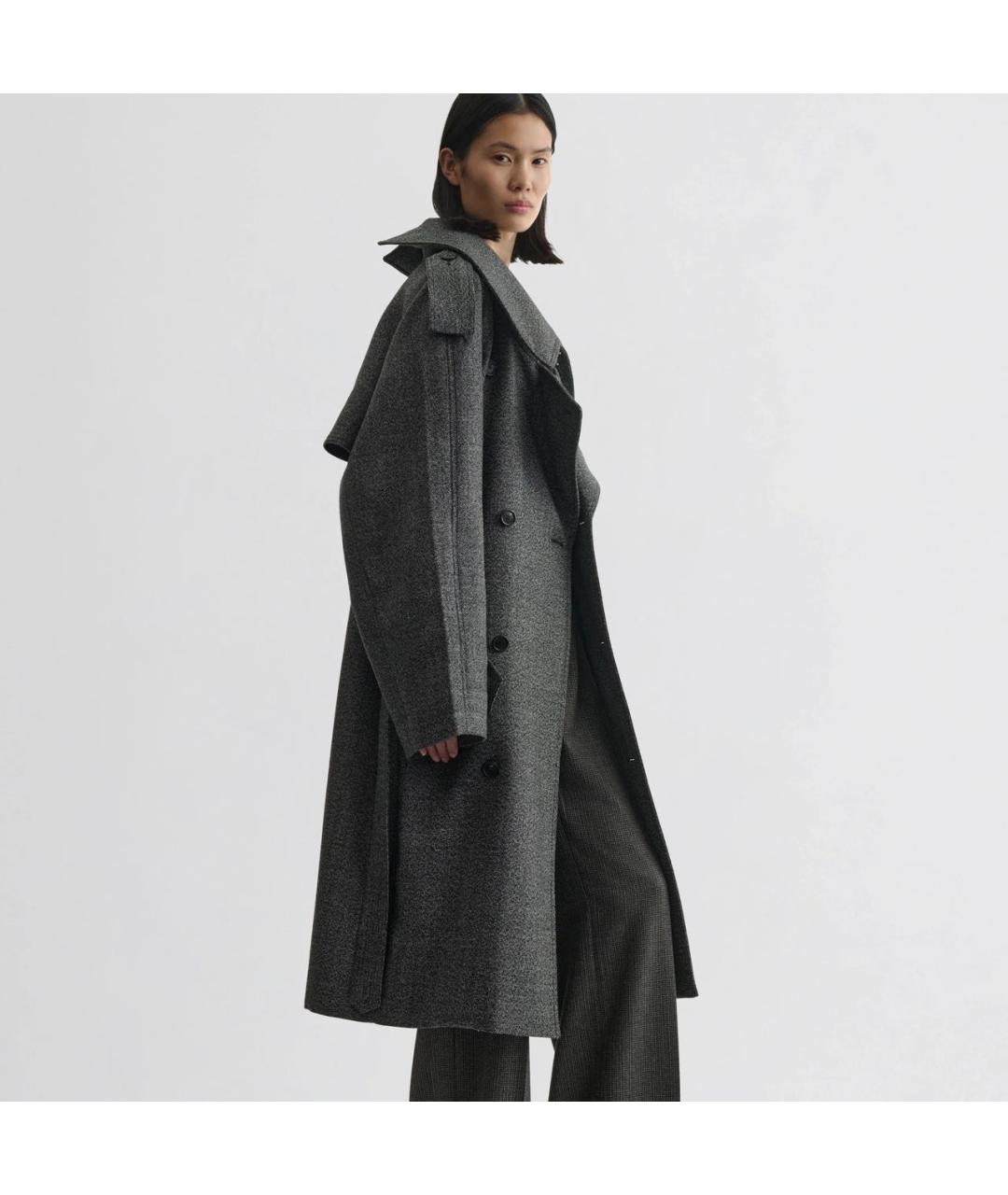 PHOEBE PHILO Серый шерстяной тренч/плащ, фото 5