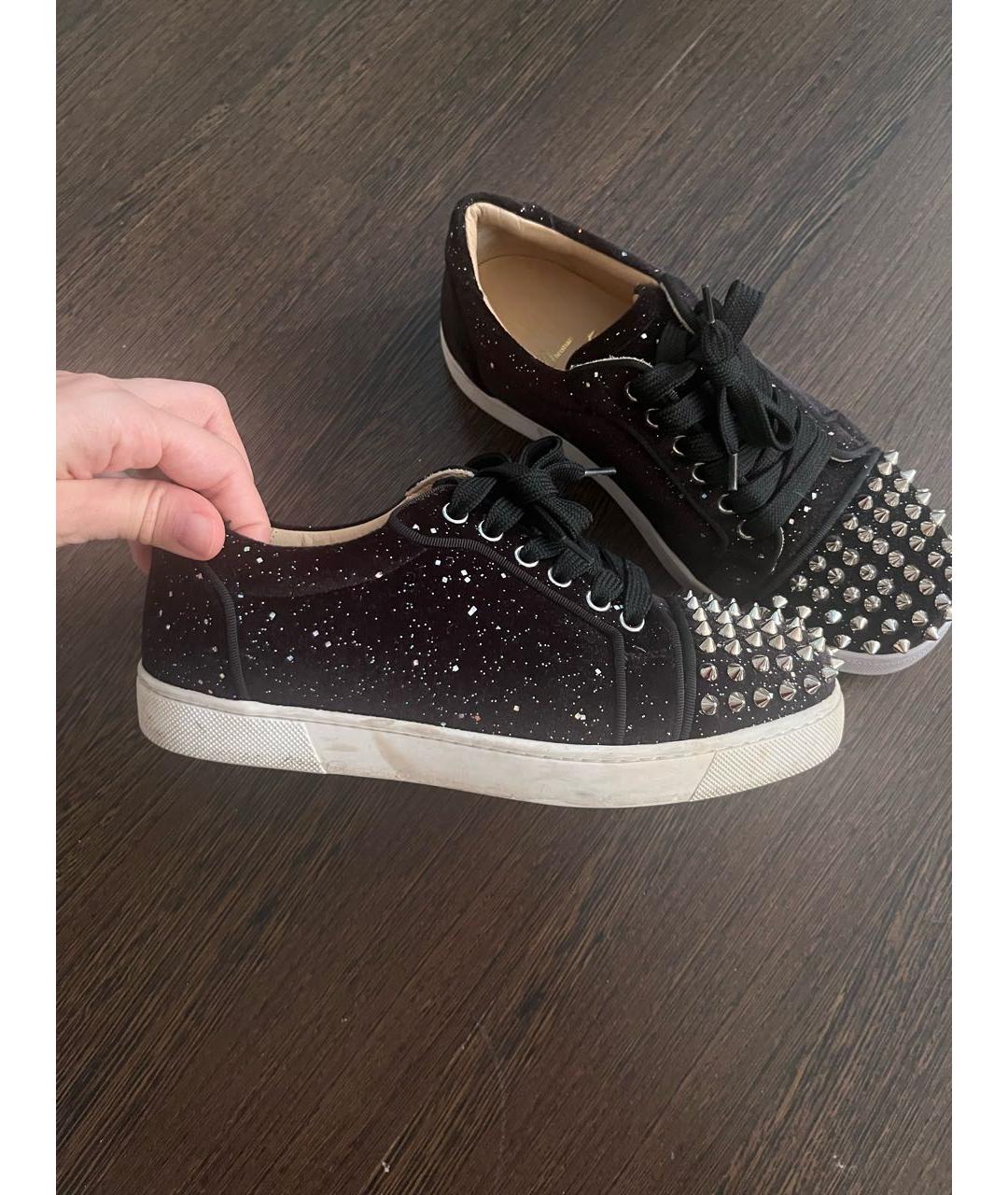 CHRISTIAN LOUBOUTIN Черные текстильные кеды, фото 2