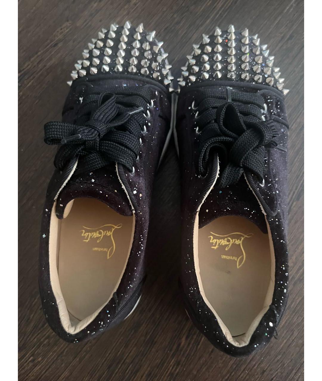 CHRISTIAN LOUBOUTIN Черные текстильные кеды, фото 4