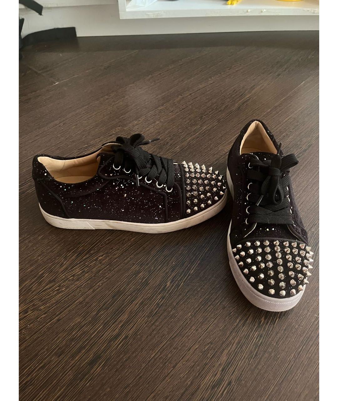 CHRISTIAN LOUBOUTIN Черные текстильные кеды, фото 8