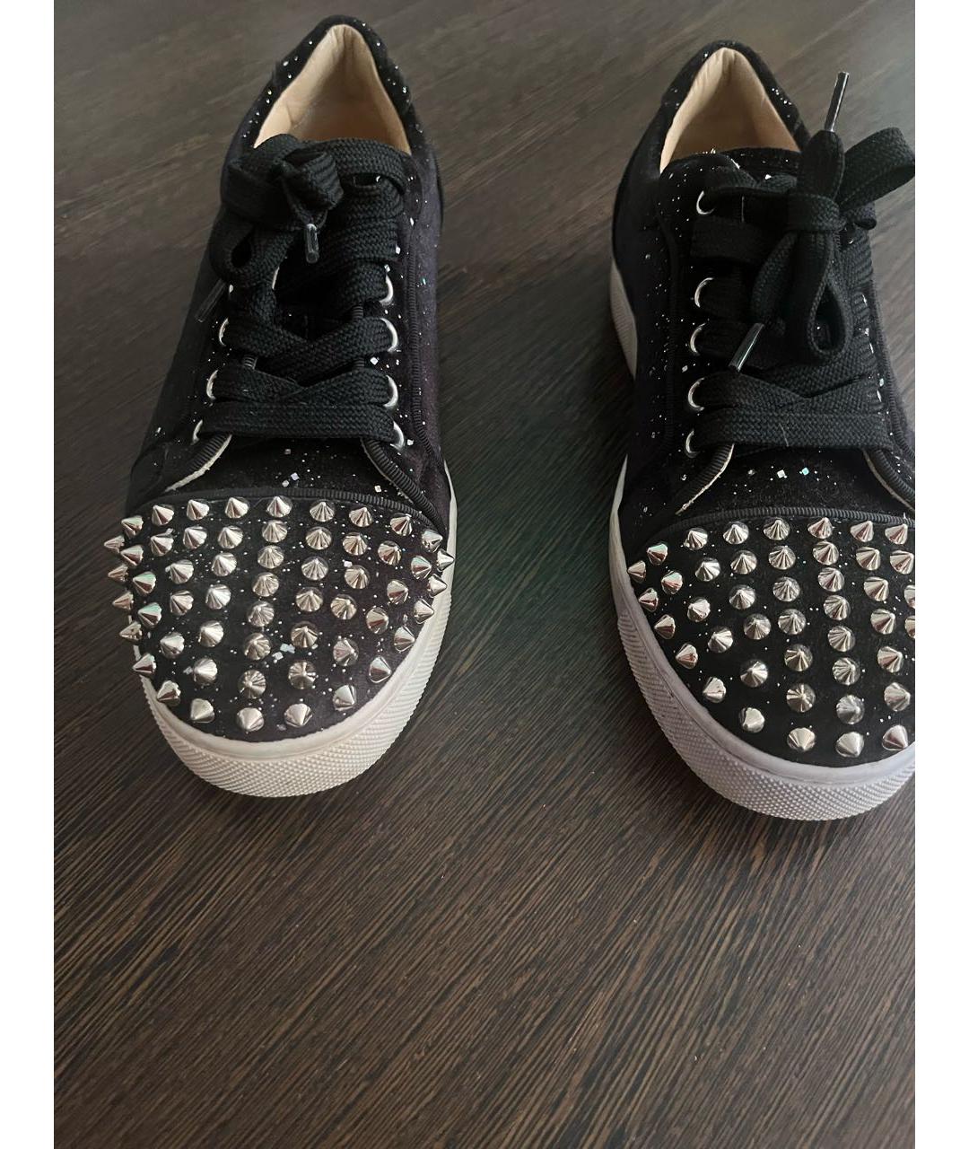 CHRISTIAN LOUBOUTIN Черные текстильные кеды, фото 6