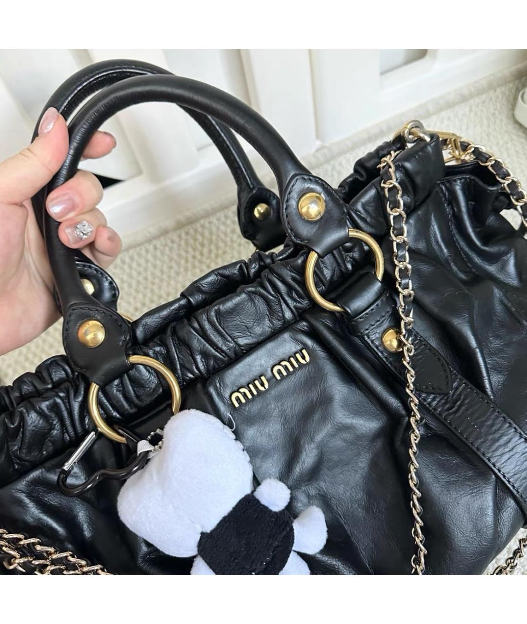 MIU MIU Черная кожаная сумка с короткими ручками, фото 6